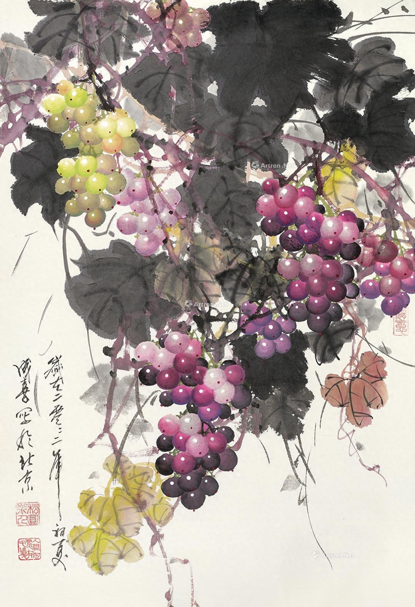 师法自然，晶莹剔透，当代著名国画家王成喜作品精选（二）：葡萄